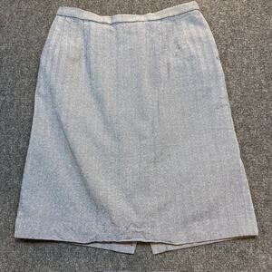 Vintage Pendleton Wool Silk Skirt Womens 14W Blue Chevron Pencil Knee Length